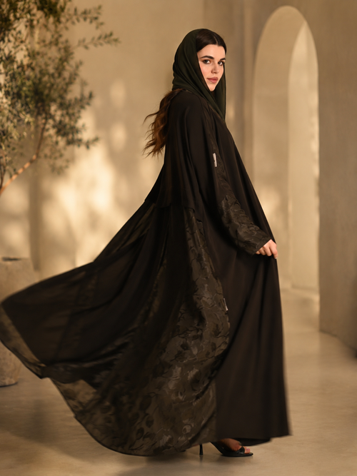 Emerald Shadow Damask Abaya