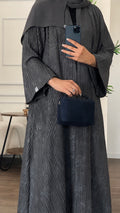 Slate Crinkle-Pleated Abaya