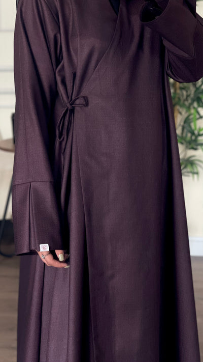 Plum Linen Wrap Abaya