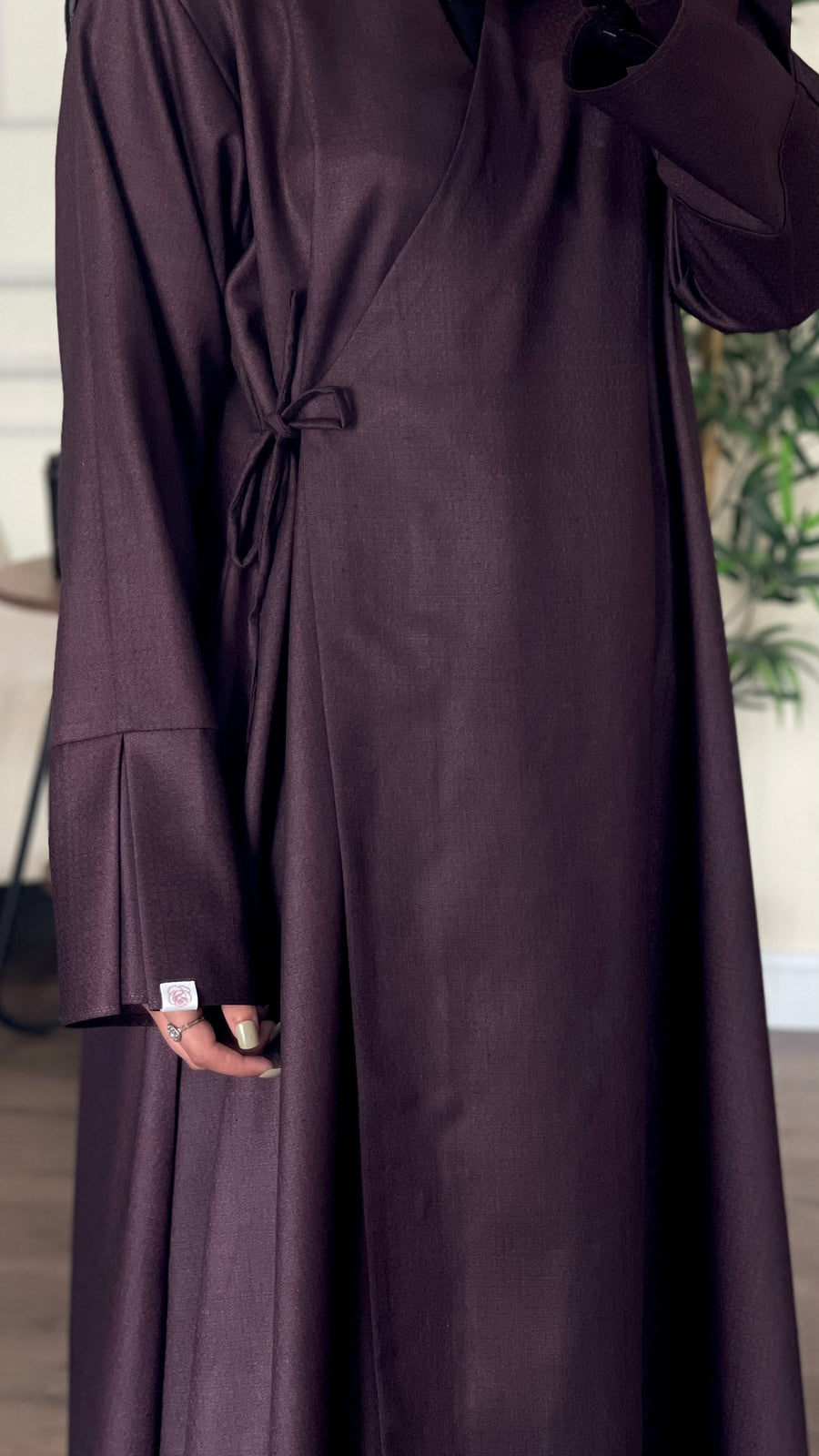 Plum Linen Wrap Abaya