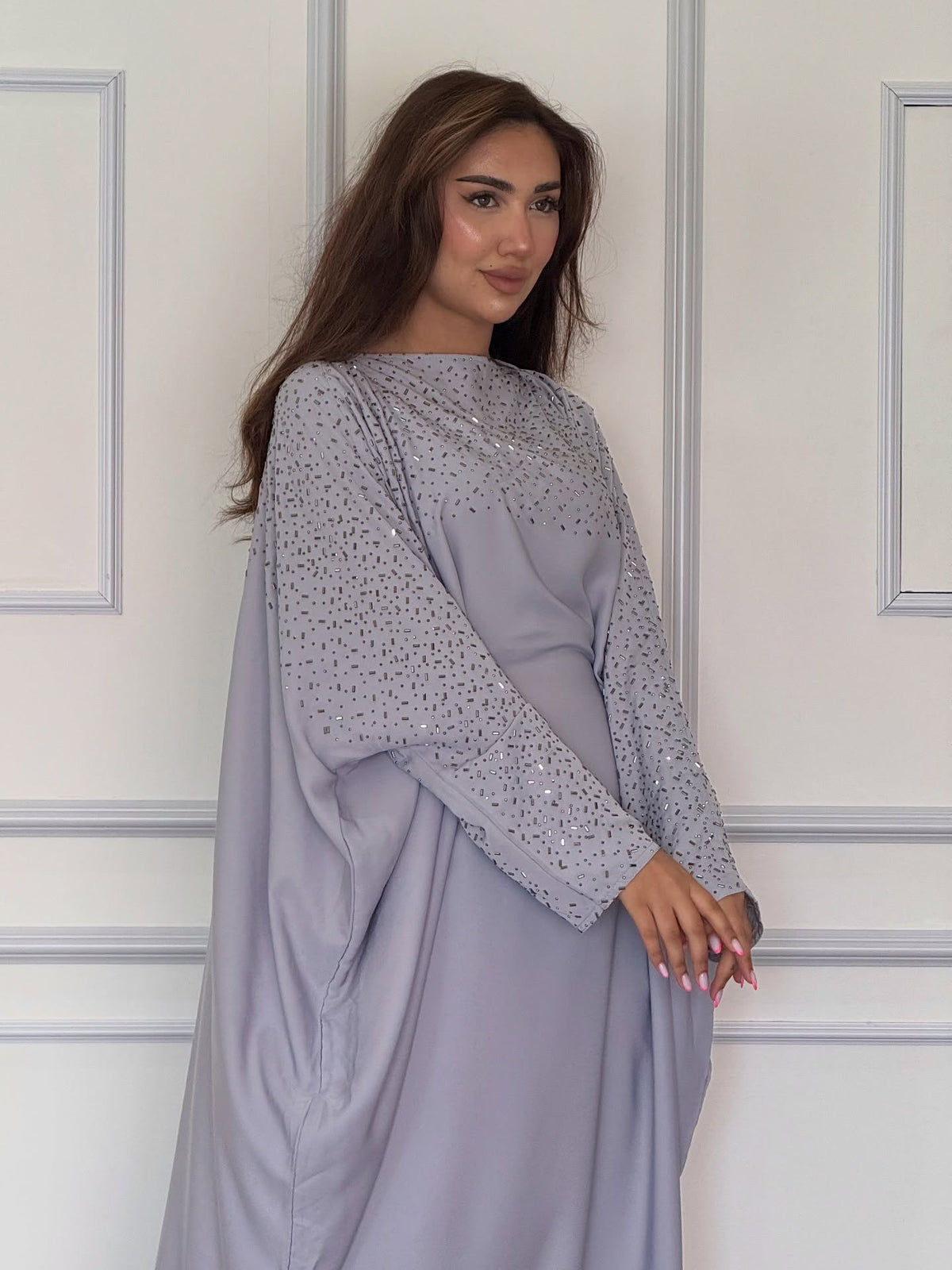 Lavender Starlight Beaded Abaya