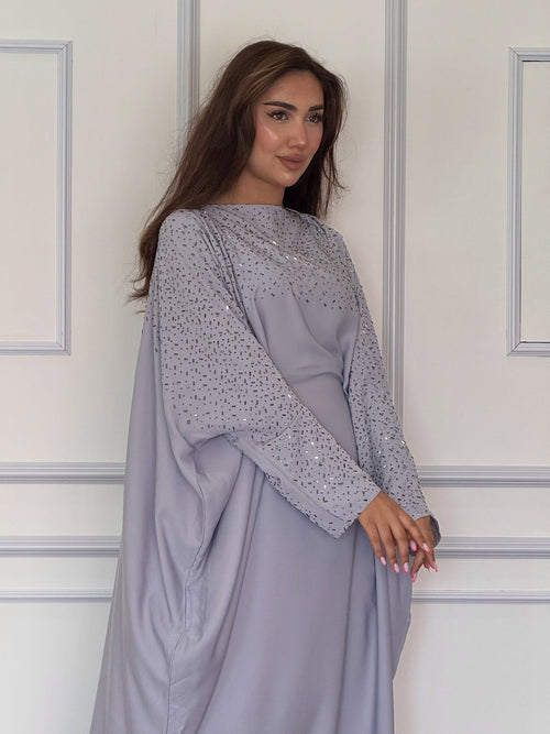 Lavender Starlight Beaded Abaya