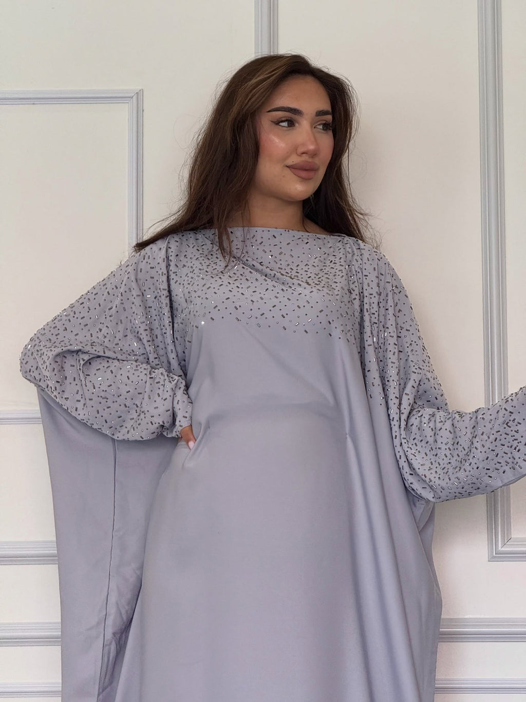 Lavender Starlight Beaded Abaya