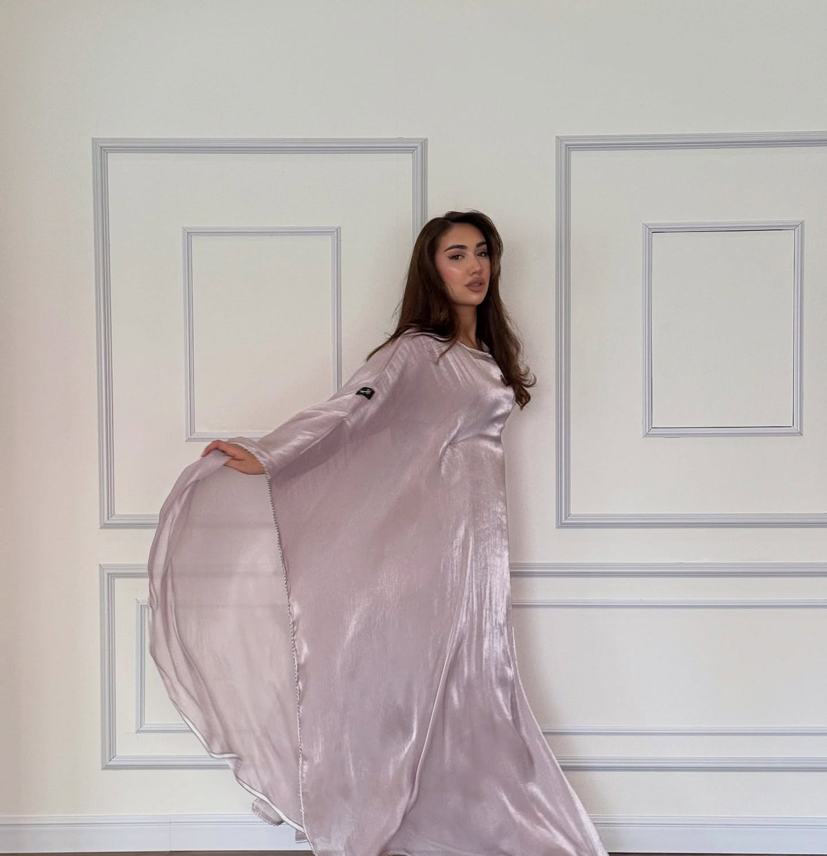 Lilac Shimmer Organza Abaya Set