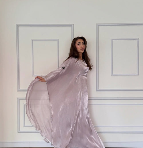 Lilac Shimmer Organza Abaya Set