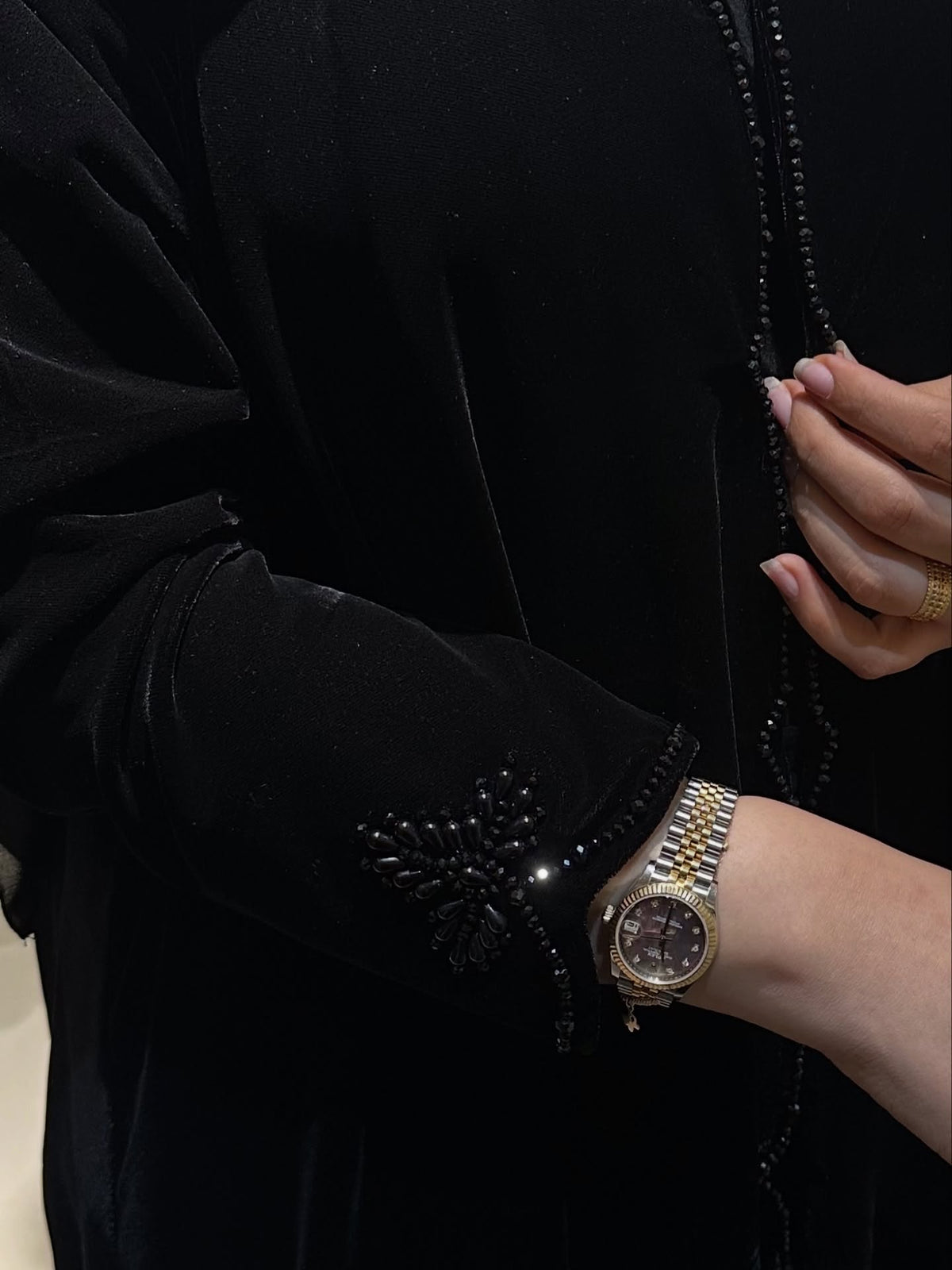 Velvet Noir Beaded Abaya
