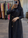 Noir Leaf Jacquard Abaya