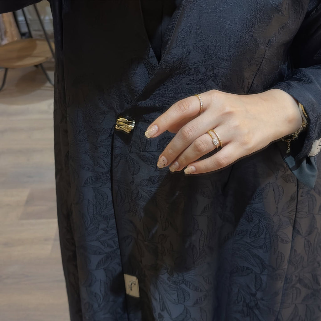 Noir Leaf Jacquard Abaya