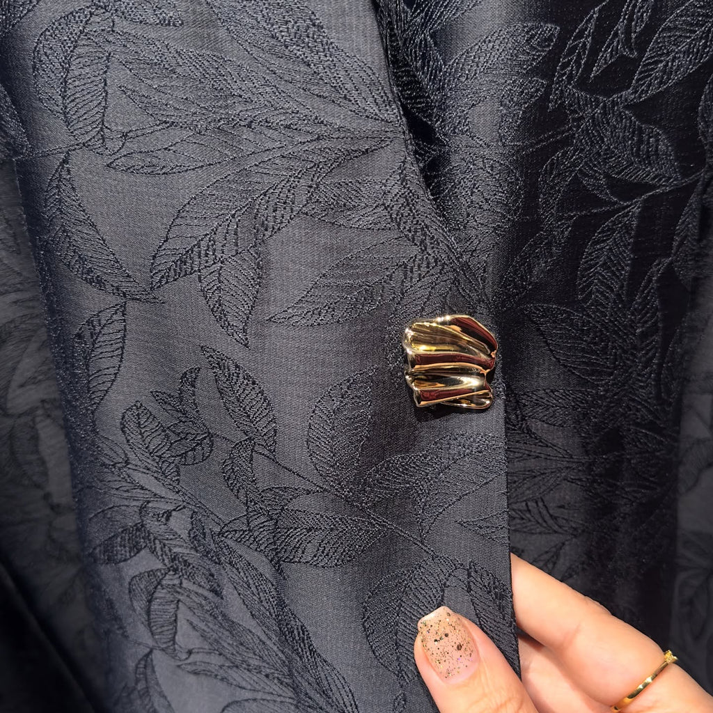 Noir Leaf Jacquard Abaya
