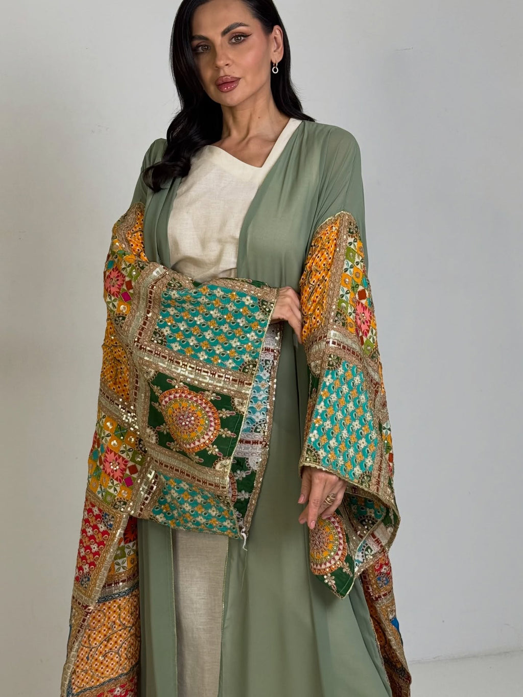Heritage Patchwork Phulkari Abaya