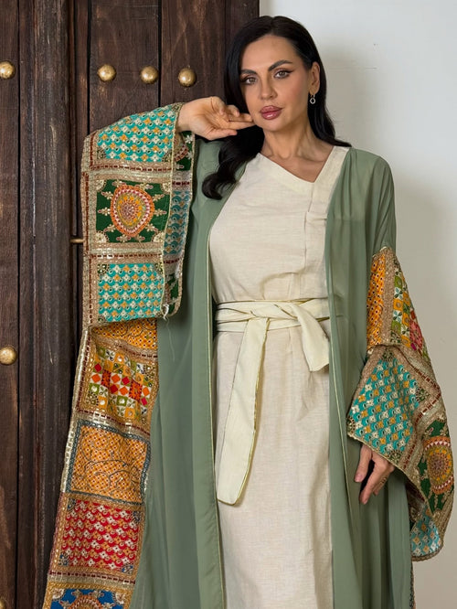 Heritage Patchwork Phulkari Abaya
