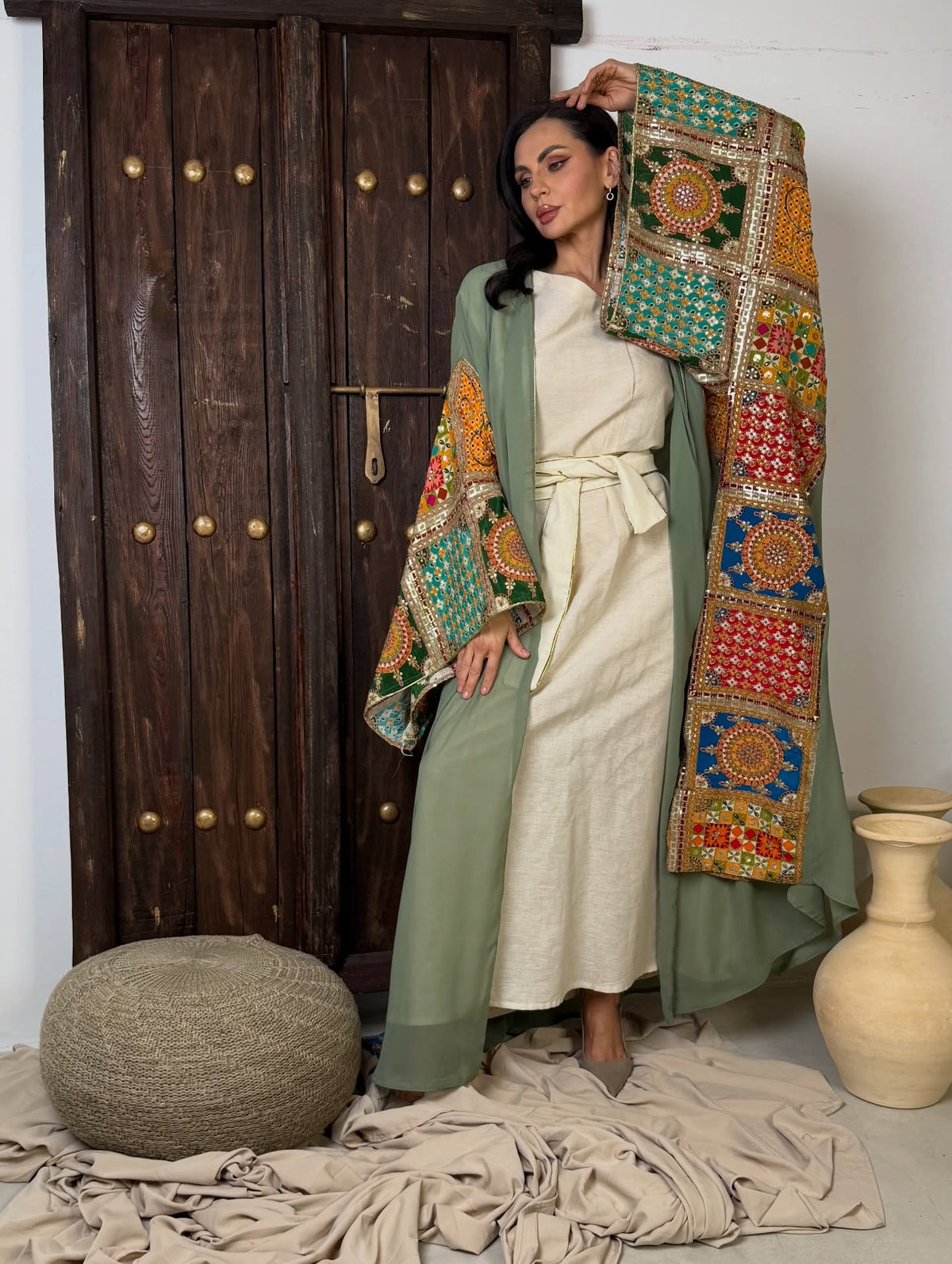 Heritage Patchwork Phulkari Abaya
