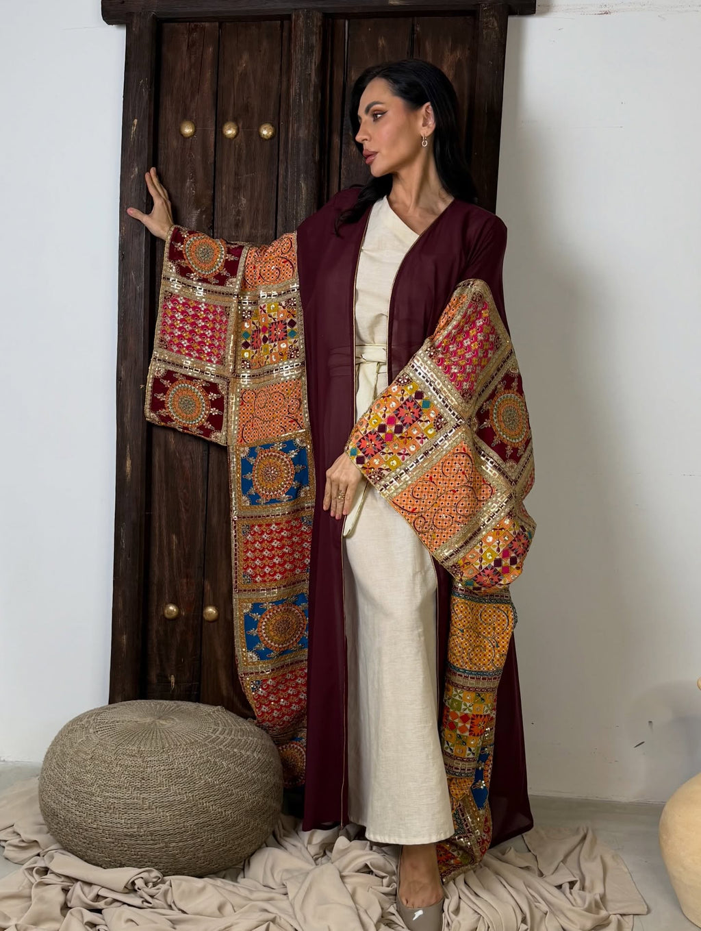 Heritage Patchwork Phulkari Abaya