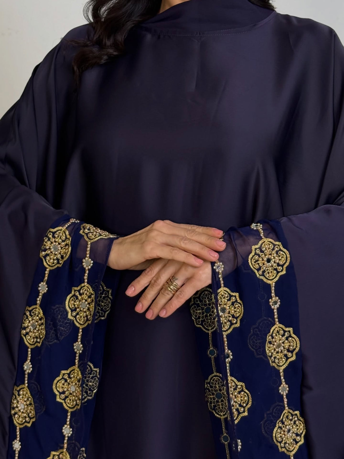 Midnight Royal Gold-Embroidered Abaya