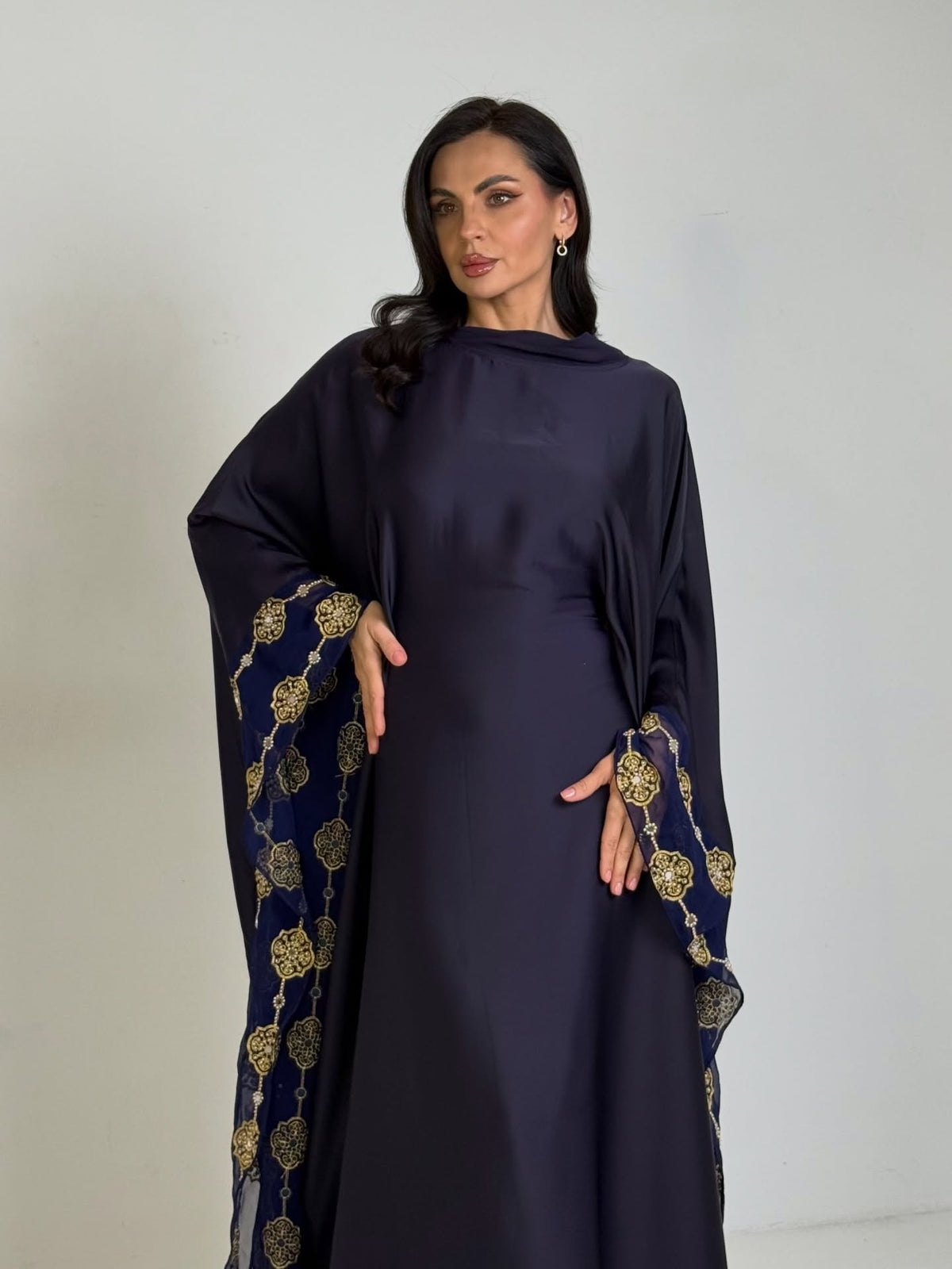 Midnight Royal Gold-Embroidered Abaya
