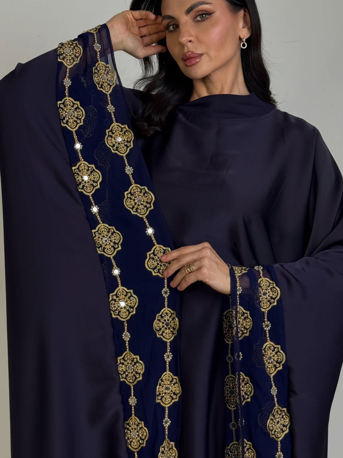 Midnight Royal Gold-Embroidered Abaya