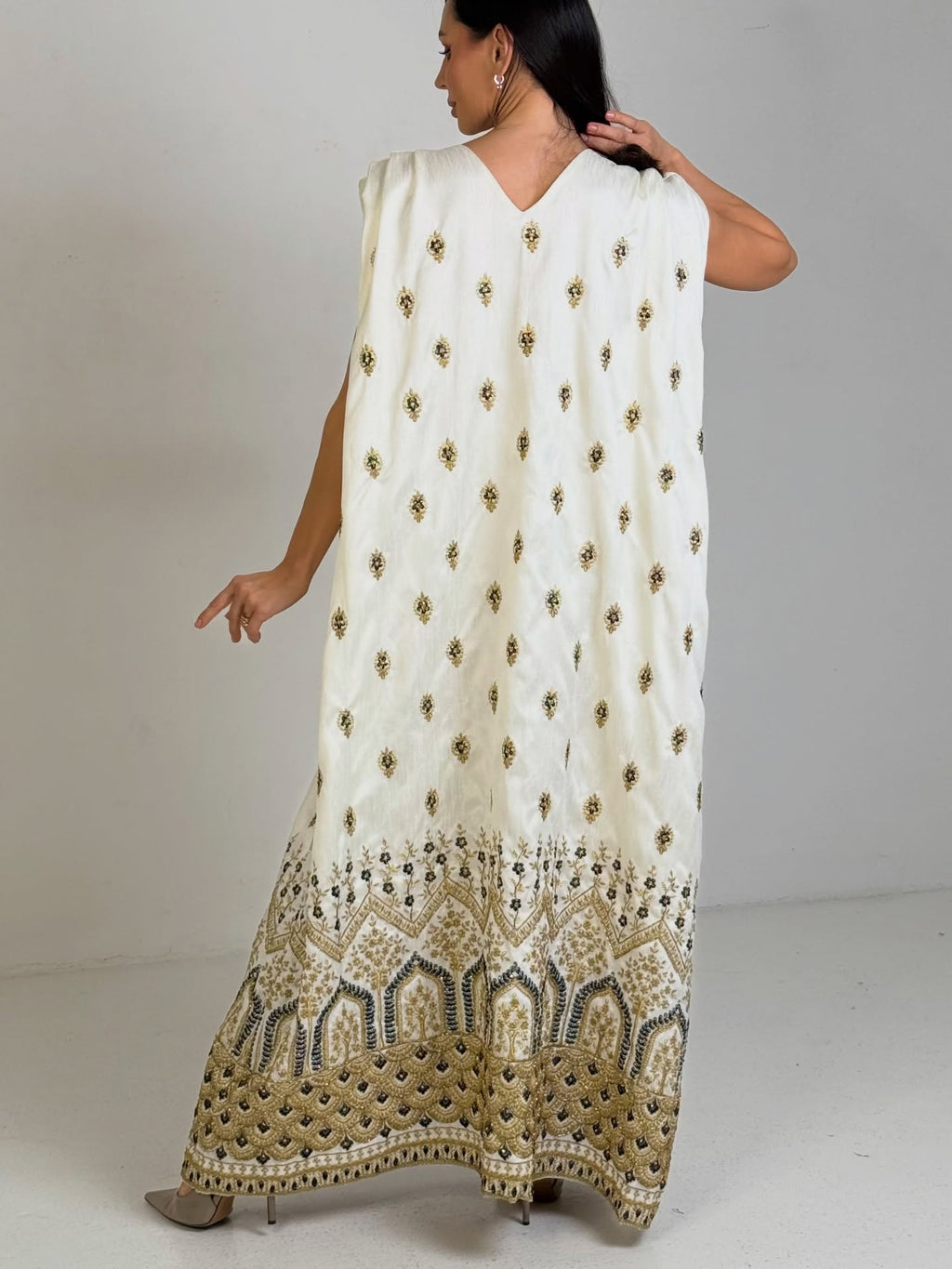 The Ivory Gold-Embroidered Kaftan Gown