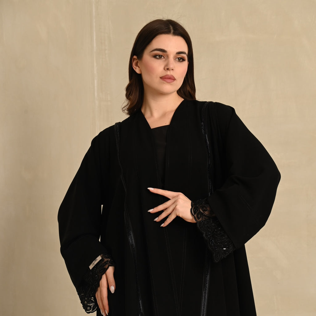 Noir Lace Cuff Abaya