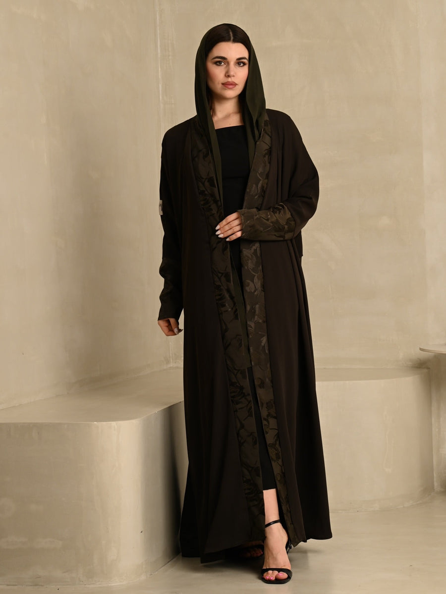 Emerald Shadow Damask Abaya