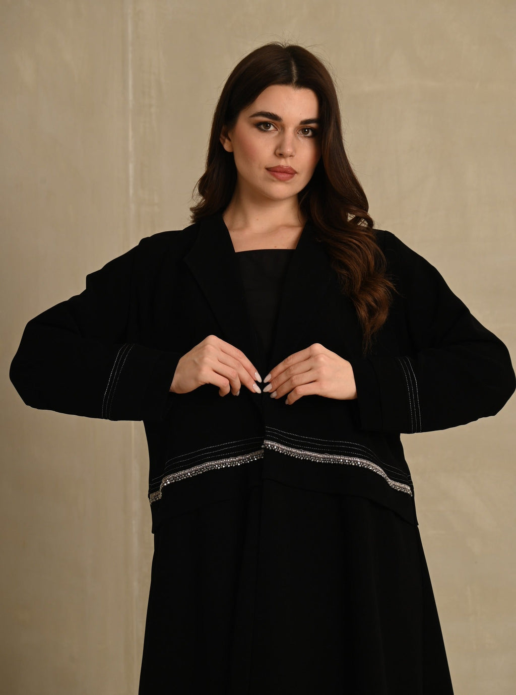 The Crystal Trim Blazer Abaya