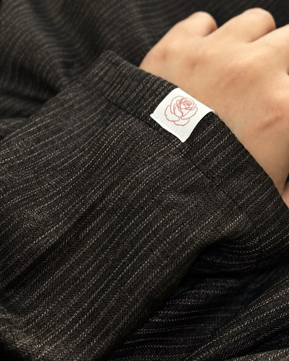 The Espresso Pinstripe Front-Tie Abaya